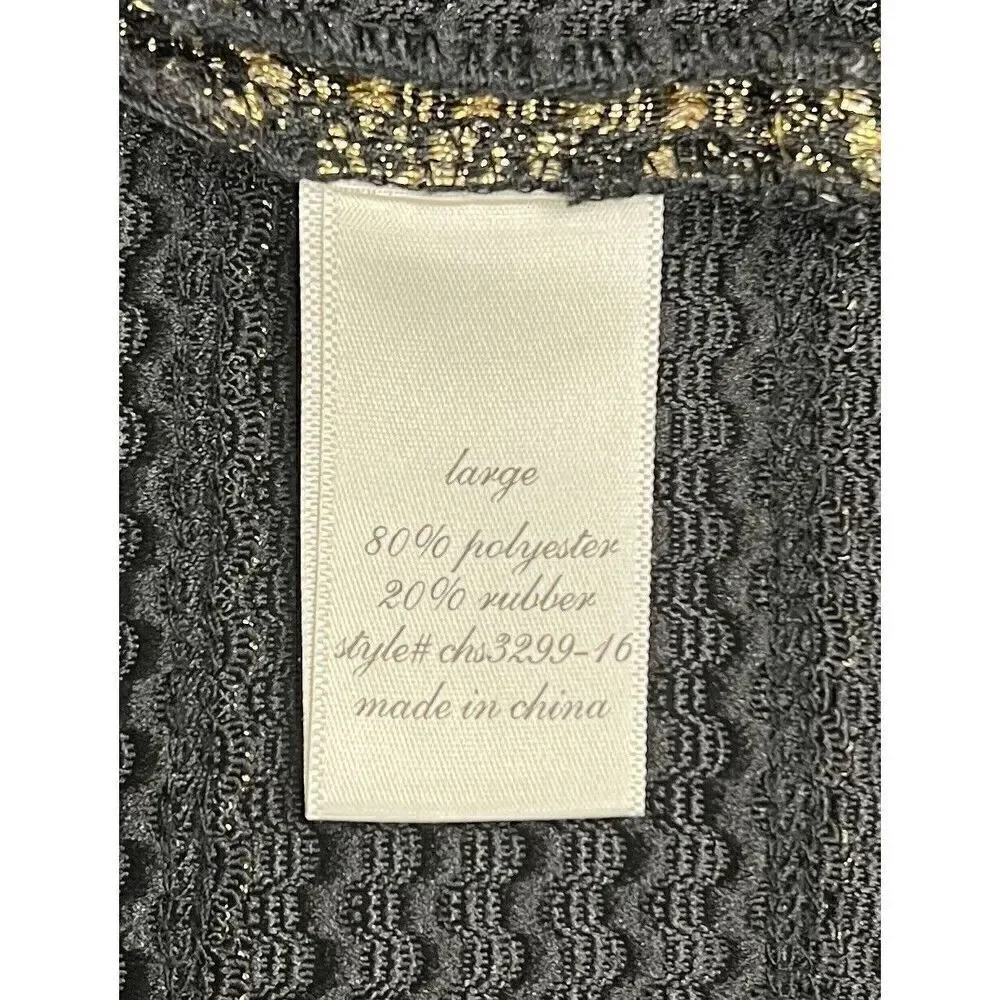 JUN&IVY Black & Gold Metallic Stretch Mini Skirt 80% Polyester/20% Rubber LARGE